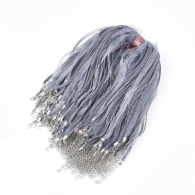 Waxed Cord and Organza Ribbon Necklace Making NCOR-T002-319-1