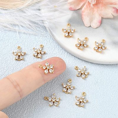 SHEGRACE Brass Pave Clear Cubic Zirconia Connector Charms XGRQ7H338-954G-1