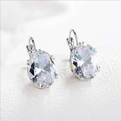 Oval Alloy Rhinestone Leverback Earrings FS-WG5DBAA-04-1