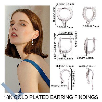 8Pcs 2 Style Brass Micro Pave Cubic Zirconia Hoop Earrings KK-BBC0001-40-1