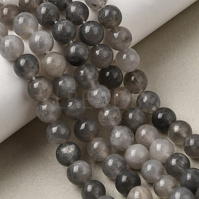 Natural Gemstone Cloudy Quartz Faceted Round Bead Strands G-O021-8mm-03B-1