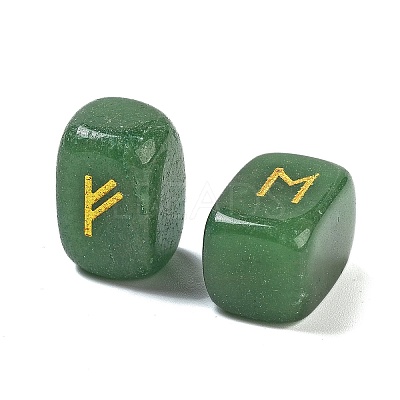 Rectangle Natural Green Aventurine Rune Stones G-Z059-01O-1