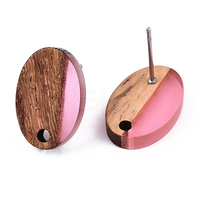 Resin & Walnut Wood Stud Earring Findings MAK-N032-004A-A04-1