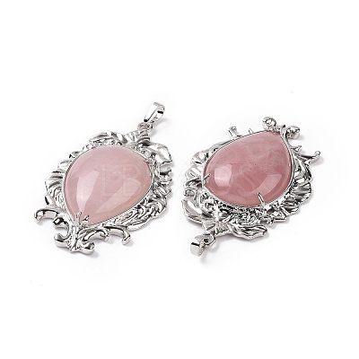 Natural Rose Quartz Big Pendants G-P496-01P-19-1