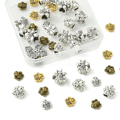 50Pcs 5 Styles Tibetan Styles Zinc Alloy Beads TIBEB-YW0001-26-1