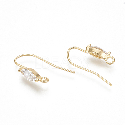 Brass Earring Hooks X-ZIRC-Q019-006G-1