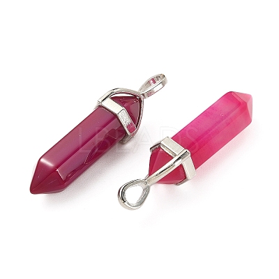 2Pcs Natural Agate Dyed Double Terminated Pointed Pendants G-YW0002-05E-1