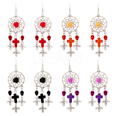 Resin & Synthetic Turquoise Dangle Earrings EJEW-TAC00014-1
