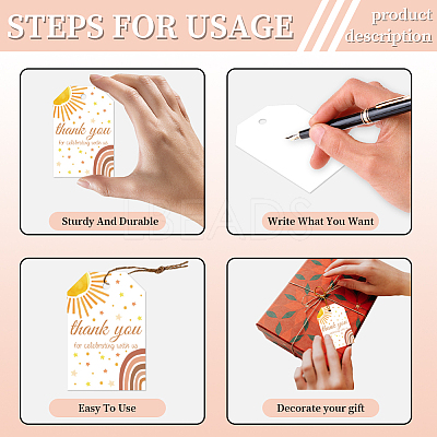 120Pcs 4 Styles Sunflower Paper Thank You Gift Tags CDIS-WH0038-04-1
