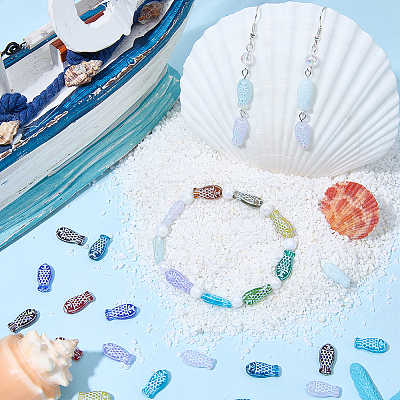 60Pcs Painted Glass Beads GLAA-SC0003-28-1