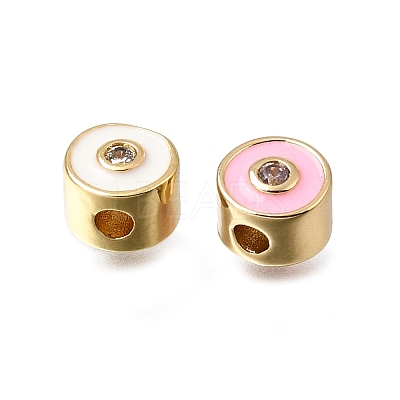 Brass Micro Pave Cubic Zirconia Beads CU-CBA108A-01G-1