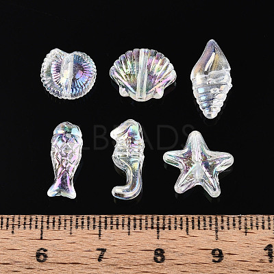 Ocean Theme AB Color Plated Transparent Acrylic Beads TACR-T028-69D-1
