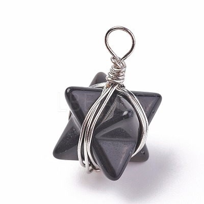 Natural Dyed & Heated Black Agate Pendants G-I220-C11-1
