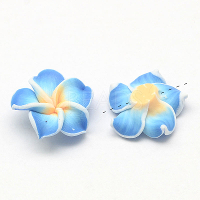 Handmade Polymer Clay 3D Flower Plumeria Beads X-CLAY-Q192-30mm-M-1