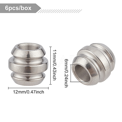 6Pcs 304 Stainless Steel Beads STAS-BC0003-34-1