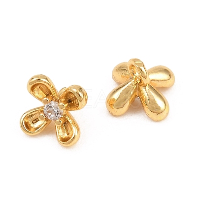 Brass Micro Pave Clear Cubic Zirconia Charms KK-Z162-04G-1