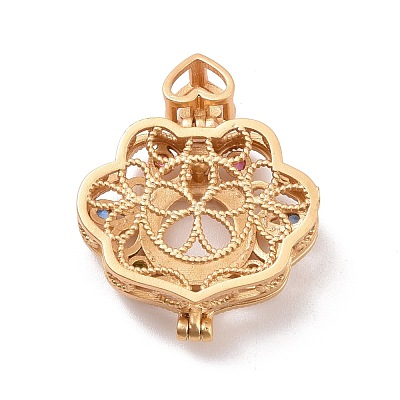 Brass Micro Pave Colorful Cubic Zirconia Locket Pendants KK-G390-29MG-1