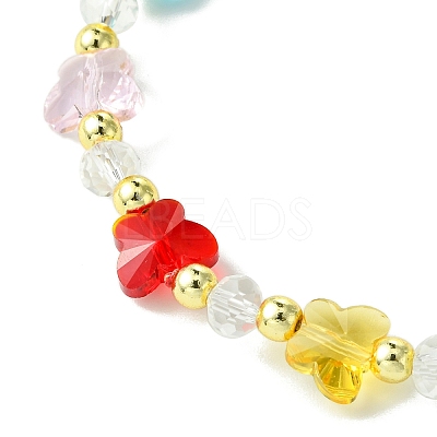 Transparent Glass Butterfly & Imitation Pearl Beaded Stretch Bracelets BJEW-JB10727-1