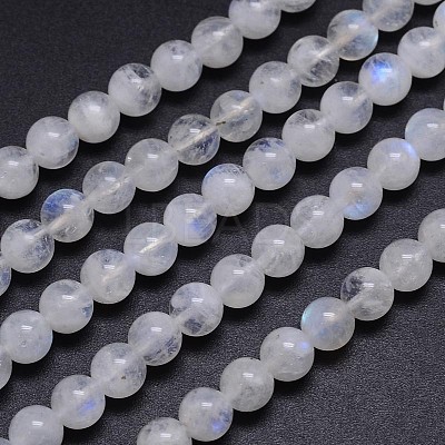 Natural Rainbow Moonstone Round Bead Strands G-M263-C-02-1