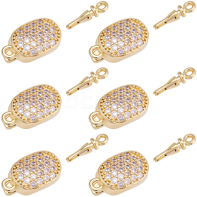 6Pcs Brass Micro Pave Clear Cubic Zirconia Box Clasps KK-BBC0019-66-1