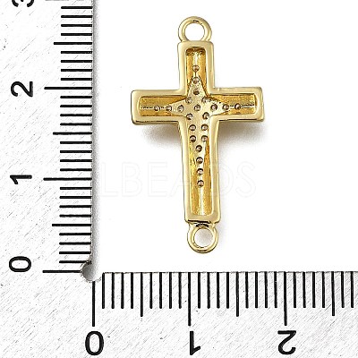 Brass Clear Cubic Zirconia Cross Connector Charms ZIRC-I070-010G-1