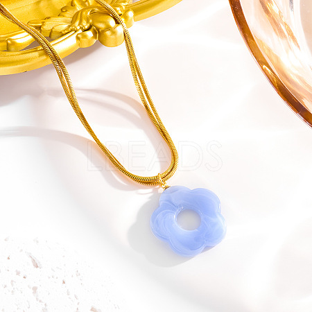 5-Petal Flower Acrylic Pendant Necklaces FS-WG916E3-02-1