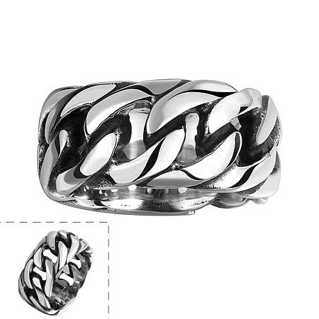 Punk Rock Style Unisex 316L Surgical Stainless Steel Curb Chain Hollow Wide Band Rings RJEW-BB06712-9-1