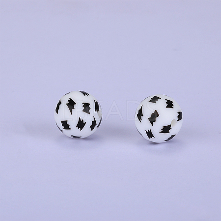 Printed Round Silicone Focal Beads SI-JX0056A-222-1