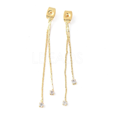 Brass Micro Pave Cubic Zirconia Earring Nuts KK-F892-15G-1