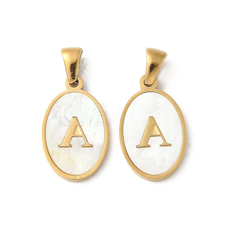 Natural Shell Oval with Initial Pendants STAS-I351-23G-A-1