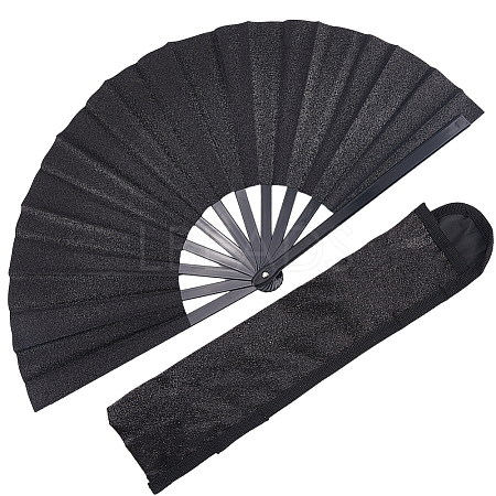 Glitter Plastic & Oxford Cloth Fan with Fan Bags AJEW-WH20022-89A-1
