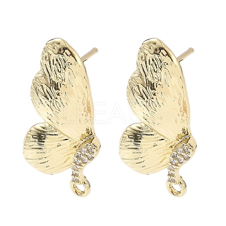 Brass Micro Pave Clear Cubic Zirconia Stud Earring Findings LS-KK-Z106-02G-06-1
