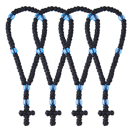 4Pcs Waxed Cord Charm Bracelets BJEW-DC0001-23-1
