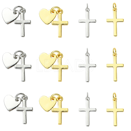 8Pcs 4 Styles Rack Plating Brass Pendants KK-YW0004-10-1