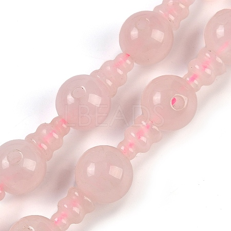 Natural Rose Quartz 3-Hole Guru Beads Strands G-H064-E01-01-1