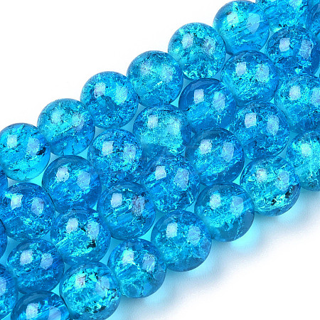 Spray Painted Crackle Transparent Glass Beads Strands CCG-Q001-8mm-06-A-1