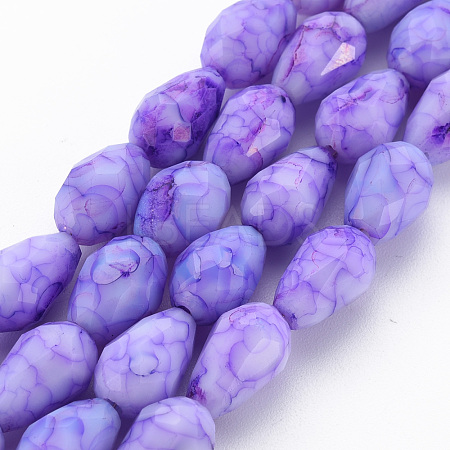 Opaque Baking Painted Crackle Glass Beads Strands EGLA-T008-17A-1