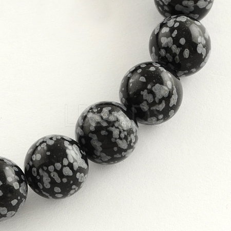 Natural Gemstone Snowflake Obsidian Round Bead Strands G-R264-10mm-1