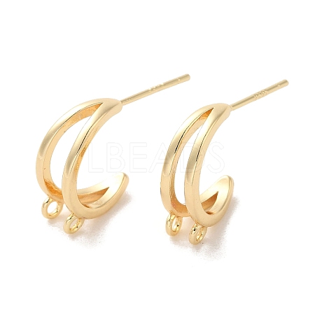 Golden Brass Stud Earring Findings KK-P253-01D-G-1