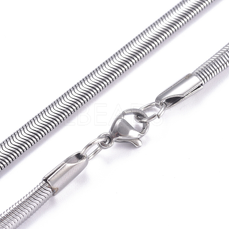 Non-Tarnish 304 Stainless Steel Flat Snake Chains Necklaces NJEW-G340-04P-01-1