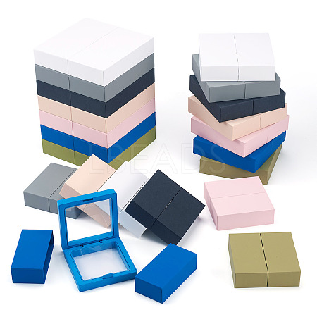 3 Bags 3 Styles Square Transparent PE Thin Film Suspension Jewelry Display Box CON-TA0001-38D-1
