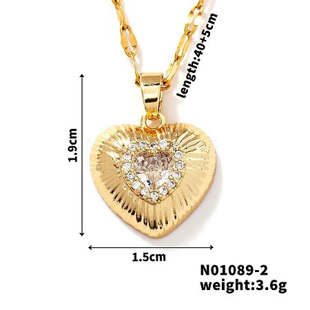 Brass Luxury Cubic Zirconia Heart Pendant Necklaces UV5875-1-1