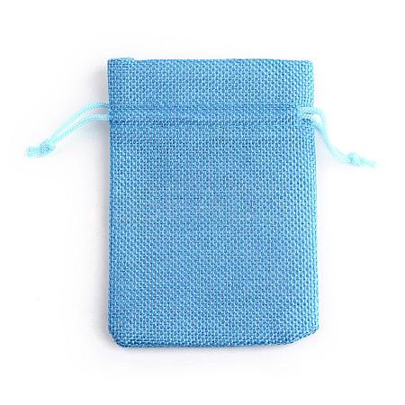 Polyester Imitation Burlap Packing Pouches Drawstring Bags X-ABAG-R005-9x12-20-1