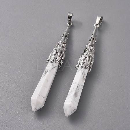Natural Howlite Big Pointed Pendants G-G797-05P-11-1