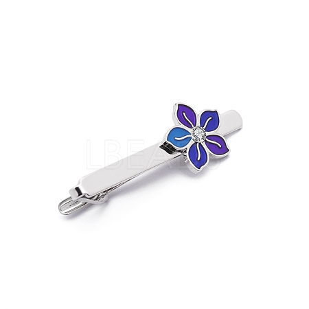 Flower Brass Enamel Tie Clips for Women Men PW-WG53918-01-1