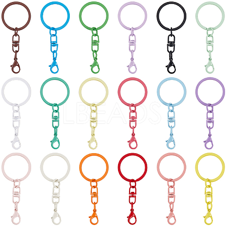 54Pcs 18 Styles Spray Painted Iron & Alloy Keychain Clasps FIND-SC0016-26-1