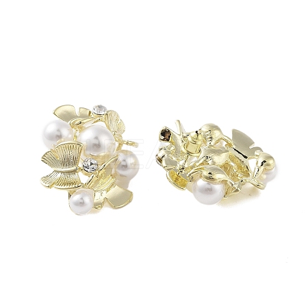 Brass with Resin Imitation Pearl Stud Earrings EJEW-B046-02G-1