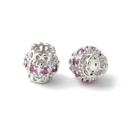 Brass Micro Pave Cubic Zirconia European Beads KK-U067-08P-04-1
