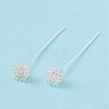 Brass Micro Pave Clear Cubic Zirconia Flower Head Pins KK-G413-02S-3