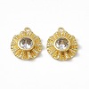 Brass Pave Clear Cubic Zirconia Flat Round Charms KK-K271-26G-1